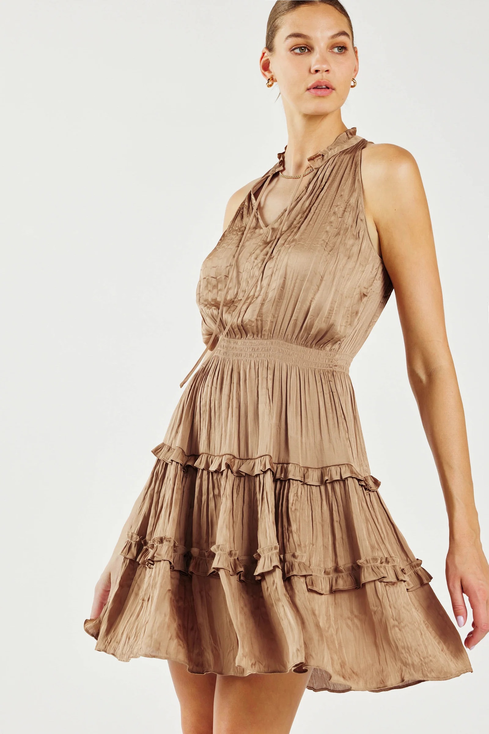 CRINKLE TEXTURE MINI DRESS